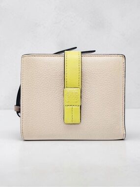 ✨🛍️ Loewe Beige & Yellow Leather Compact Wallet